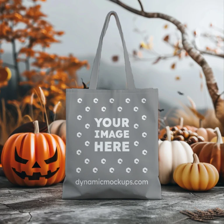 Gray Canvas Tote Bag Mockup Front View Template