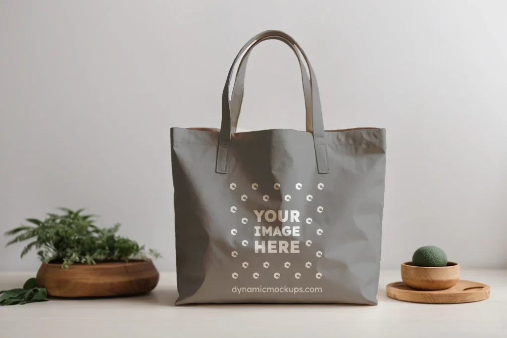 Gray Canvas Tote Bag Mockup Front View Template