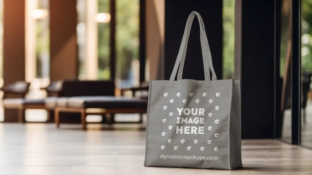 Gray Canvas Tote Bag Mockup Front View Template