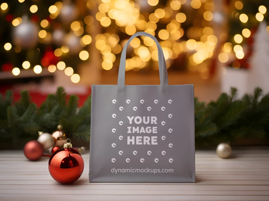 Gray Canvas Tote Bag Mockup Front View Template