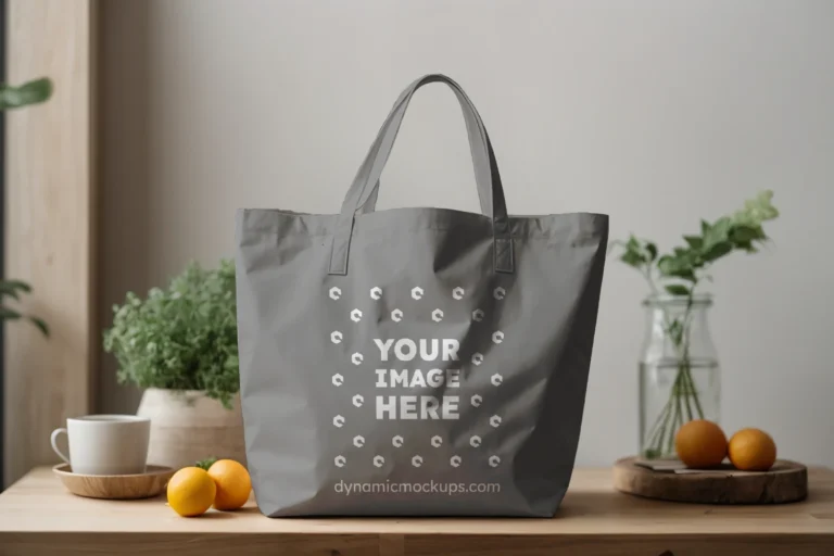 Gray Canvas Tote Bag Mockup Front View Template