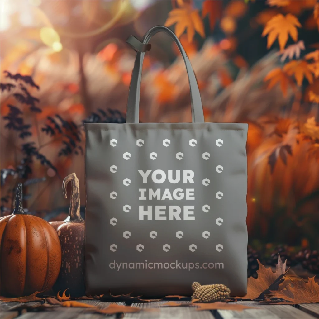 Gray Canvas Tote Bag Mockup Front View Template