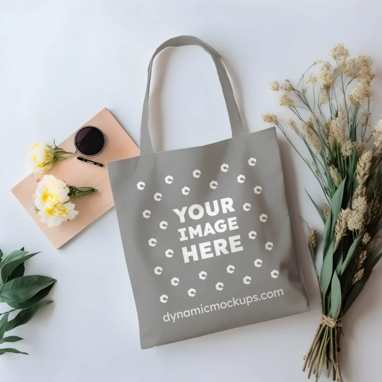 Gray Canvas Tote Bag Mockup Front View Template