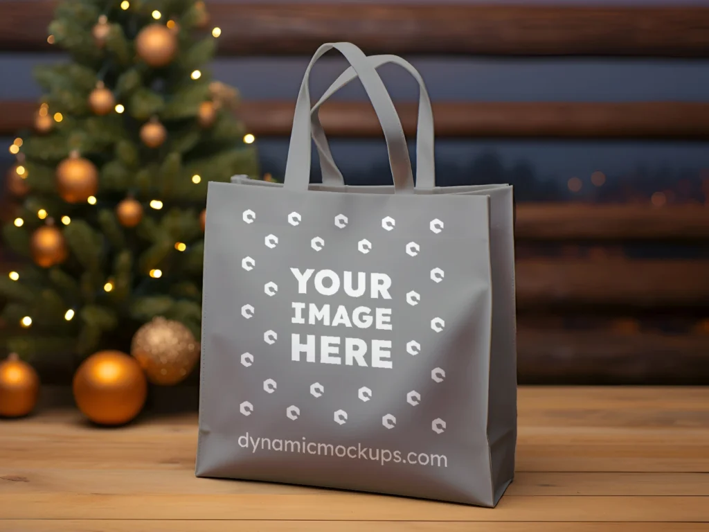 Gray Canvas Tote Bag Mockup Front View Template