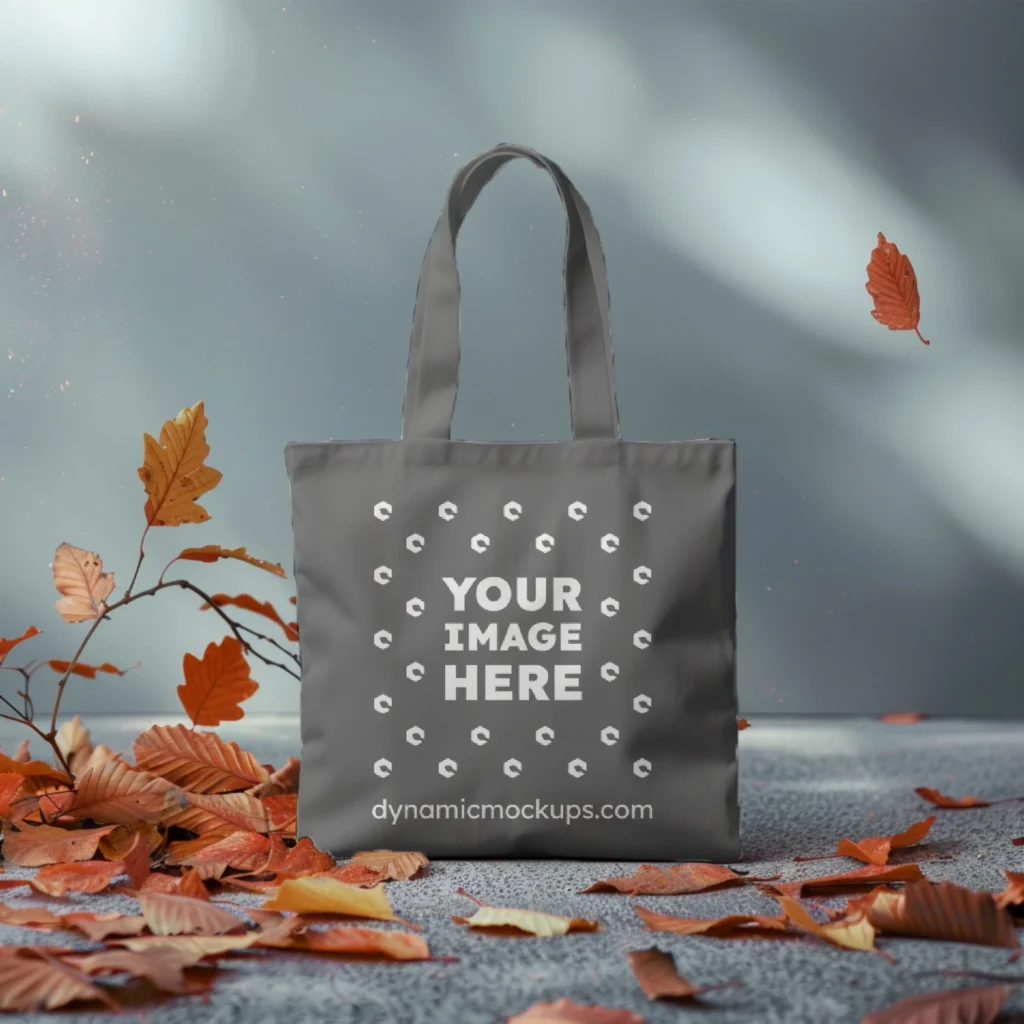 Gray Canvas Tote Bag Mockup Front View Template