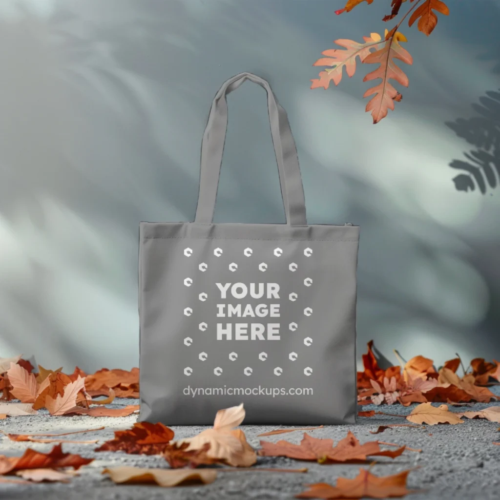 Gray Canvas Tote Bag Mockup Front View Template