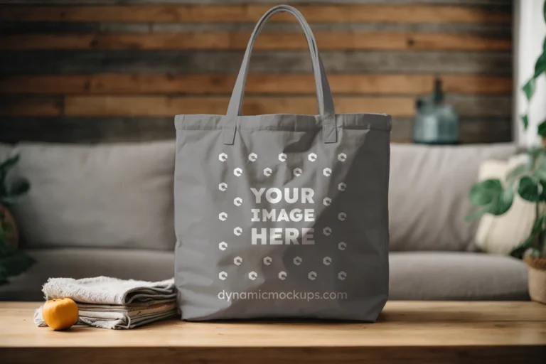 Gray Canvas Tote Bag Mockup Front View Template