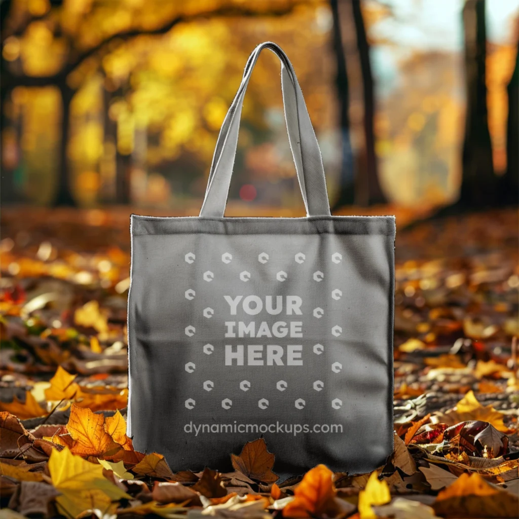 Gray Canvas Tote Bag Mockup Front View Template