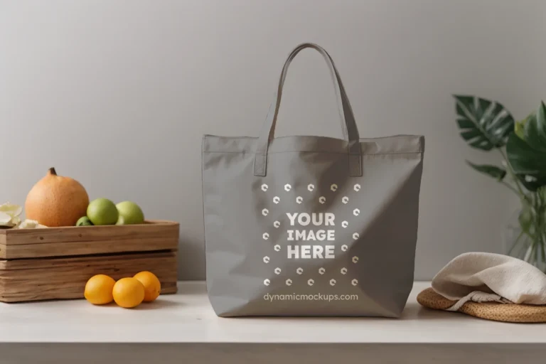 Gray Canvas Tote Bag Mockup Front View Template