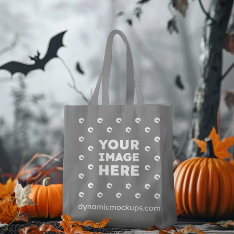 Gray Canvas Tote Bag Mockup Front View Template