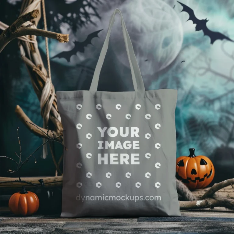 Gray Canvas Tote Bag Mockup Front View Template