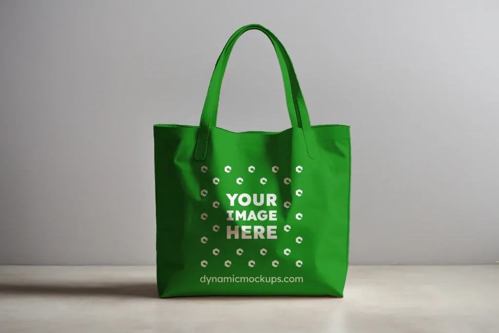 Green Canvas Tote Bag Mockup Front View Template