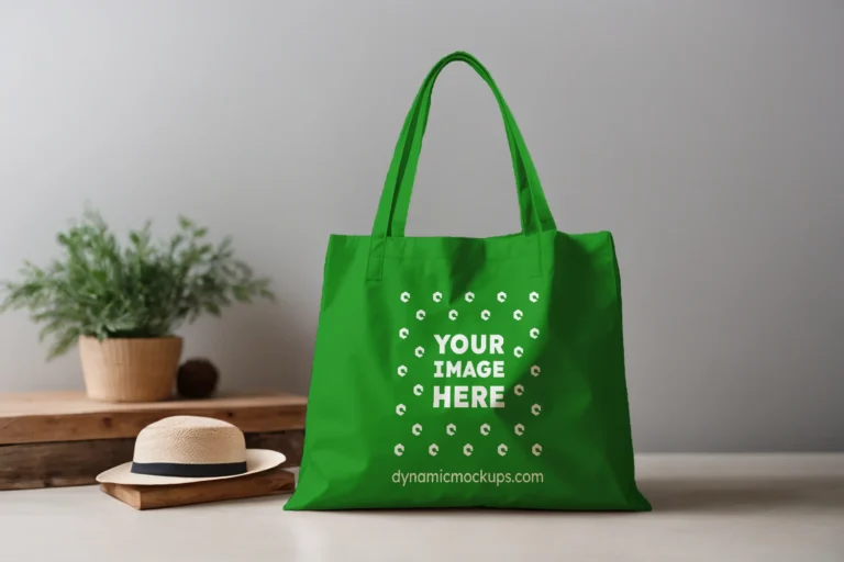 Green Canvas Tote Bag Mockup Front View Template