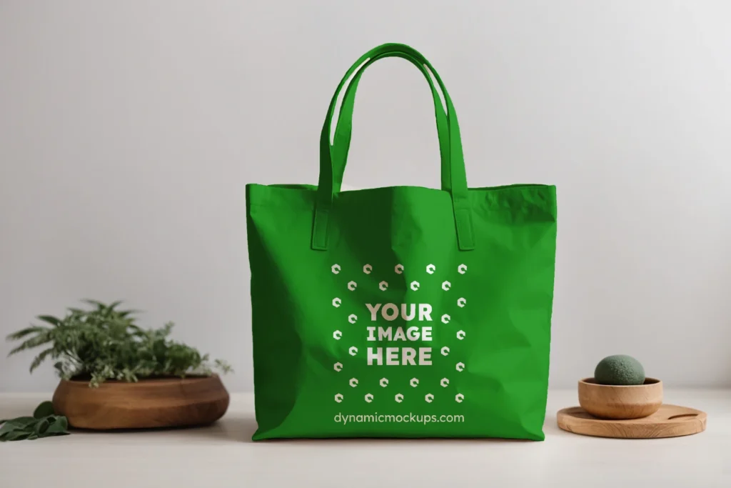 Green Canvas Tote Bag Mockup Front View Template