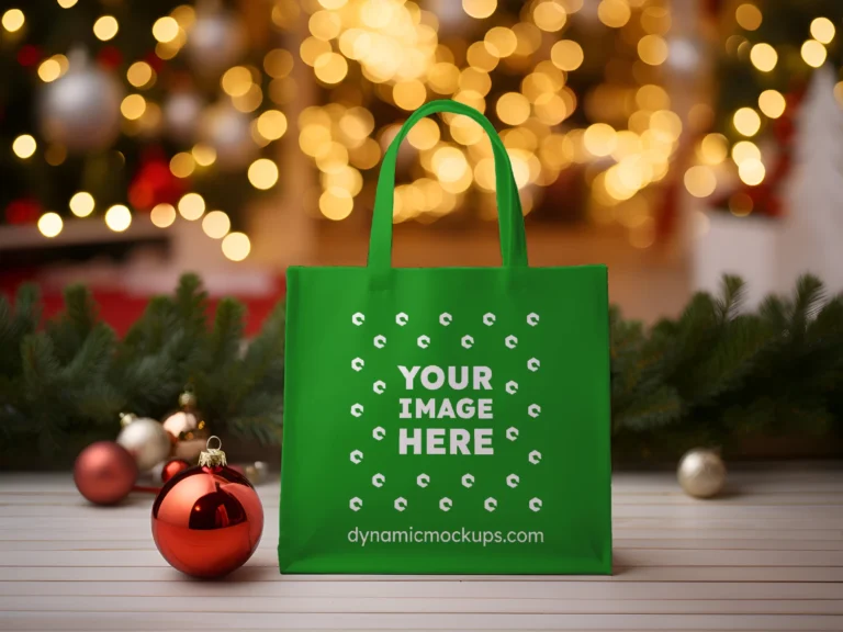 Green Canvas Tote Bag Mockup Front View Template