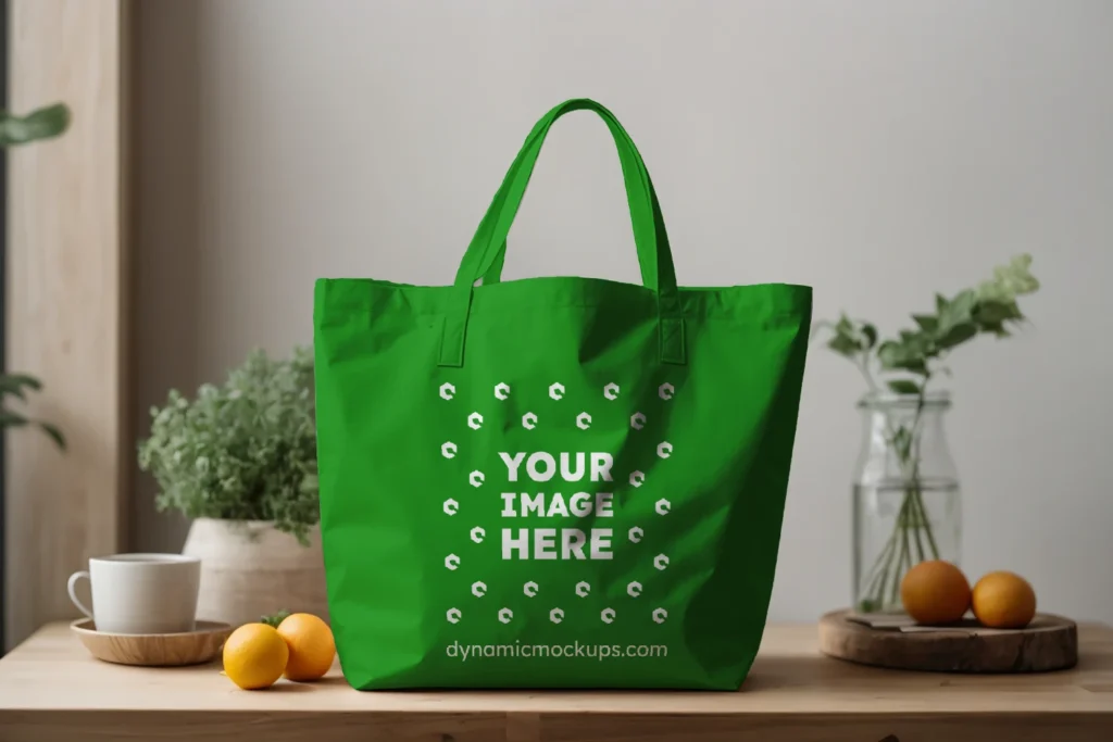 Green Canvas Tote Bag Mockup Front View Template