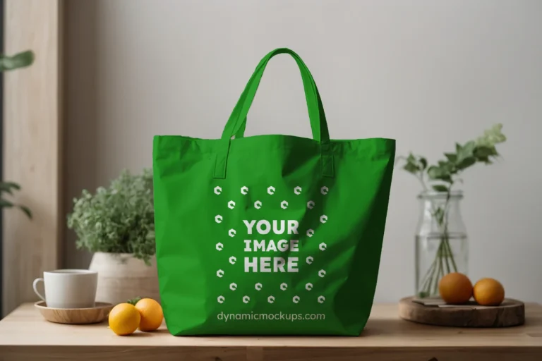 Green Canvas Tote Bag Mockup Front View Template