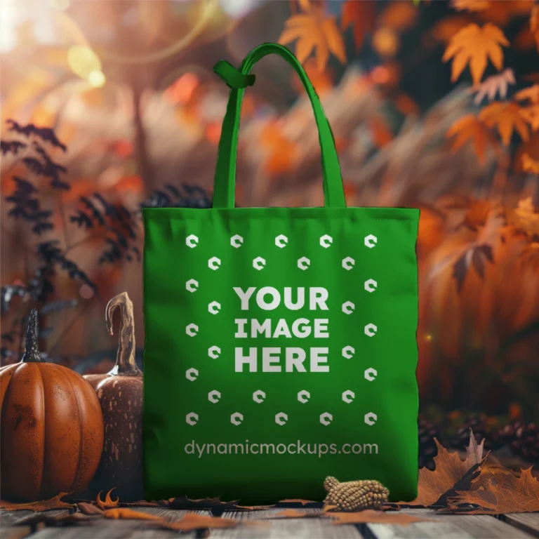 Green Canvas Tote Bag Mockup Front View Template