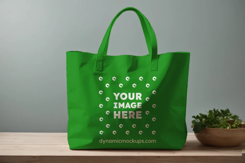 Green Canvas Tote Bag Mockup Front View Template