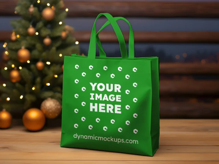 Green Canvas Tote Bag Mockup Front View Template