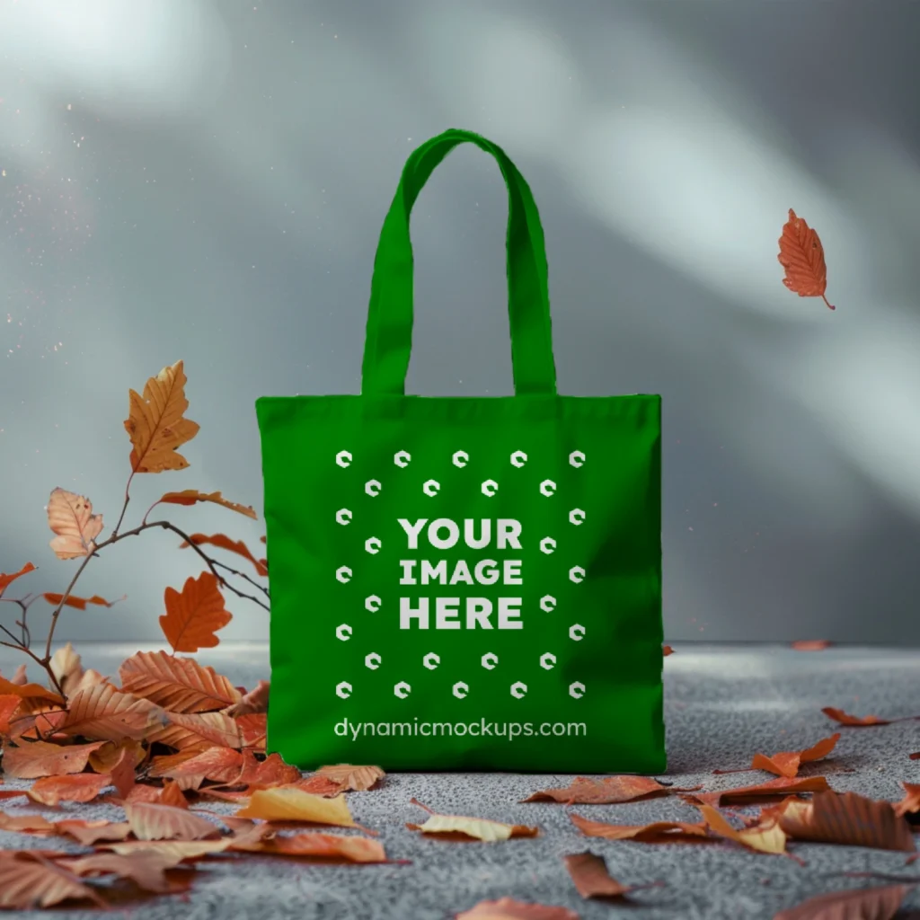 Green Canvas Tote Bag Mockup Front View Template