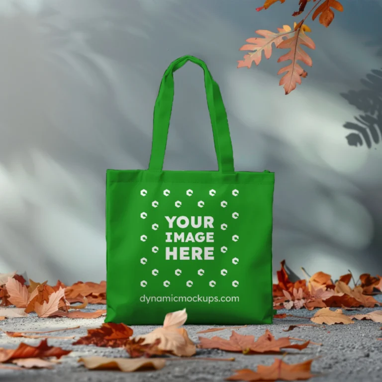 Green Canvas Tote Bag Mockup Front View Template