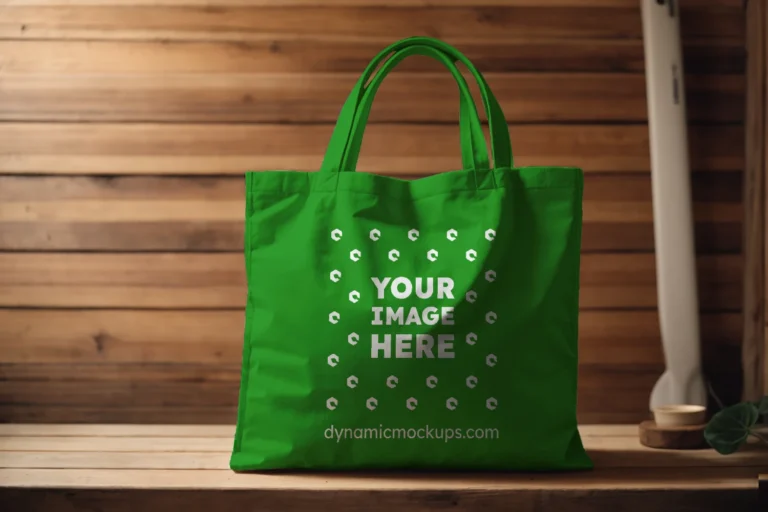 Green Canvas Tote Bag Mockup Front View Template