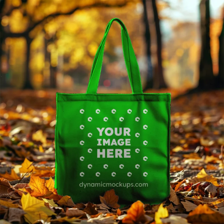 Green Canvas Tote Bag Mockup Front View Template