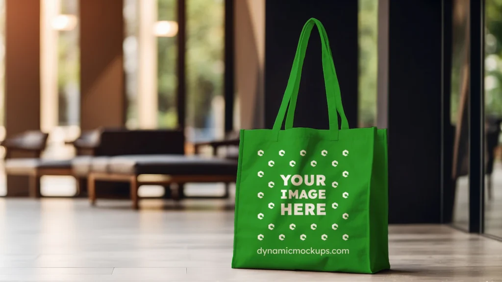 Green Canvas Tote Bag Mockup Front View Template