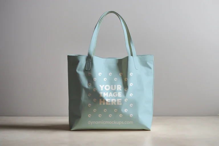 Light Blue Canvas Tote Bag Mockup Front View Template