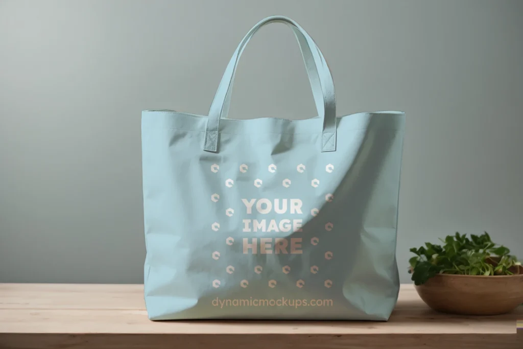 Light Blue Canvas Tote Bag Mockup Front View Template