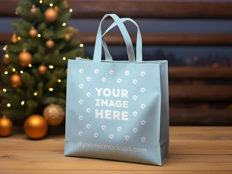 Light Blue Canvas Tote Bag Mockup Front View Template