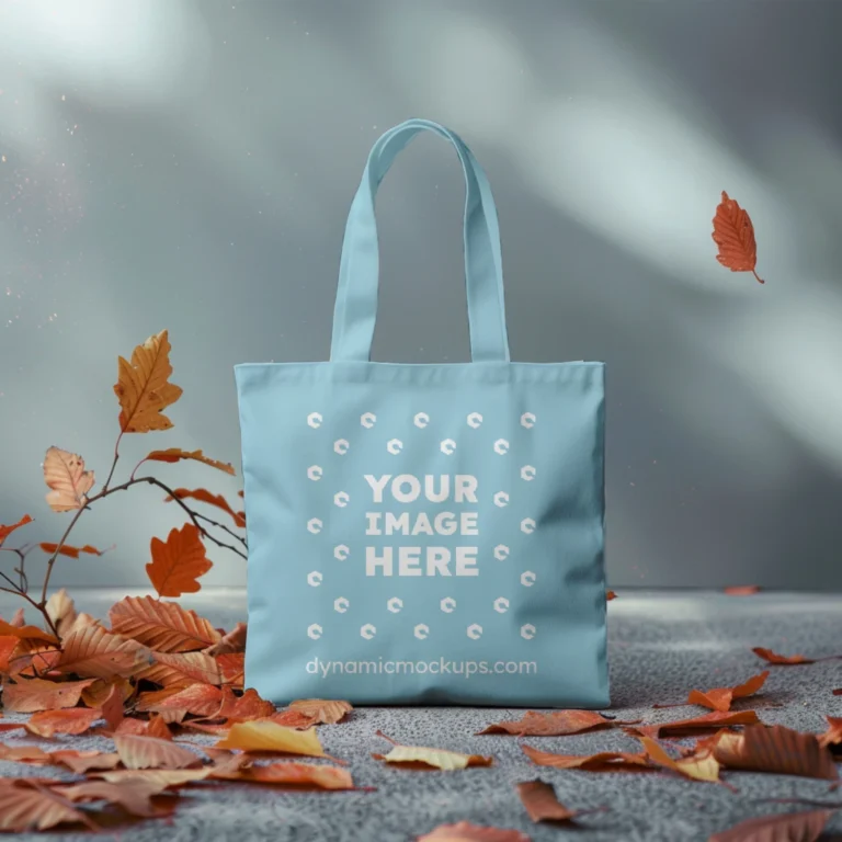 Light Blue Canvas Tote Bag Mockup Front View Template