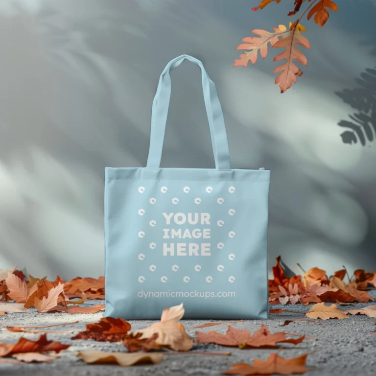 Light Blue Canvas Tote Bag Mockup Front View Template