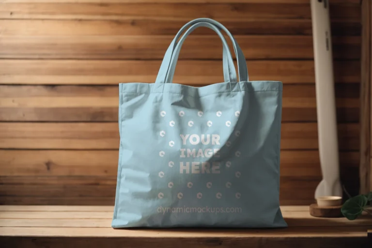 Light Blue Canvas Tote Bag Mockup Front View Template