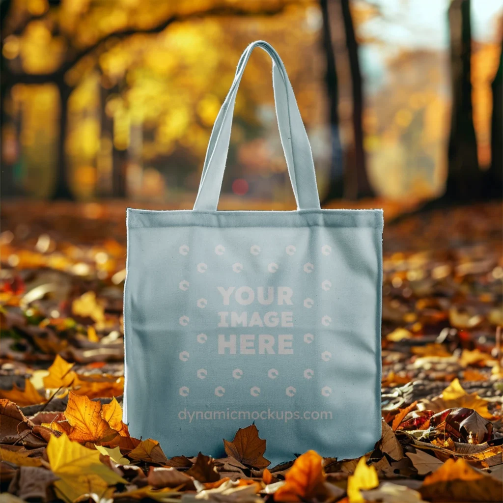 Light Blue Canvas Tote Bag Mockup Front View Template