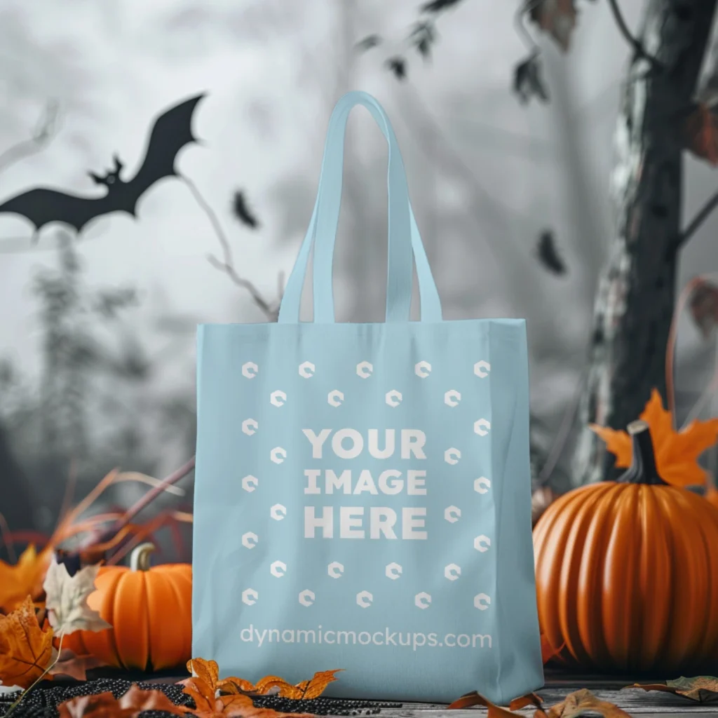 Light Blue Canvas Tote Bag Mockup Front View Template