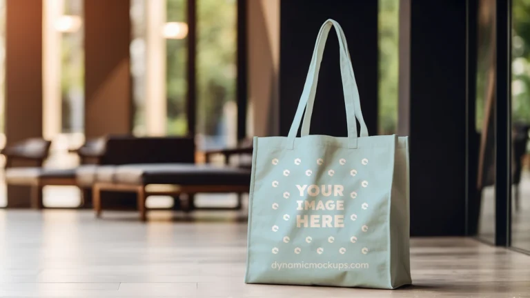 Light Blue Canvas Tote Bag Mockup Front View Template