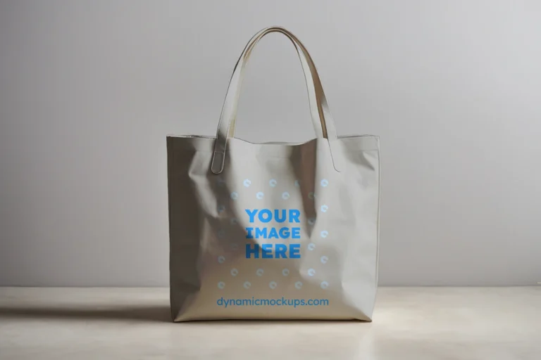 Light Gray Canvas Tote Bag Mockup Front View Template