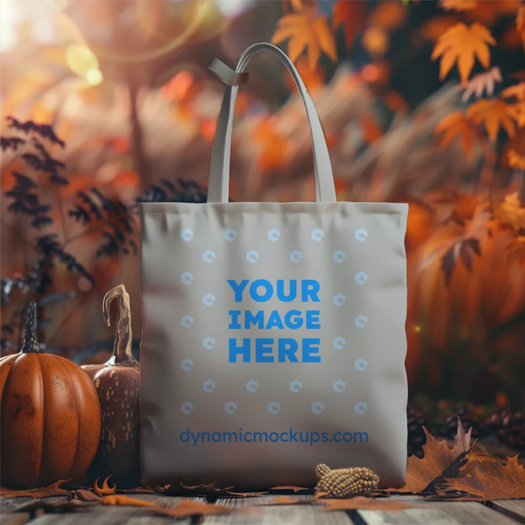 Light Gray Canvas Tote Bag Mockup Front View Template