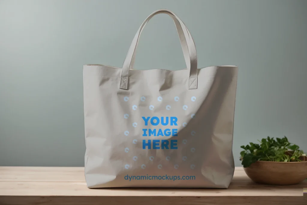 Light Gray Canvas Tote Bag Mockup Front View Template