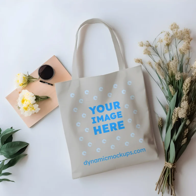 Light Gray Canvas Tote Bag Mockup Front View Template