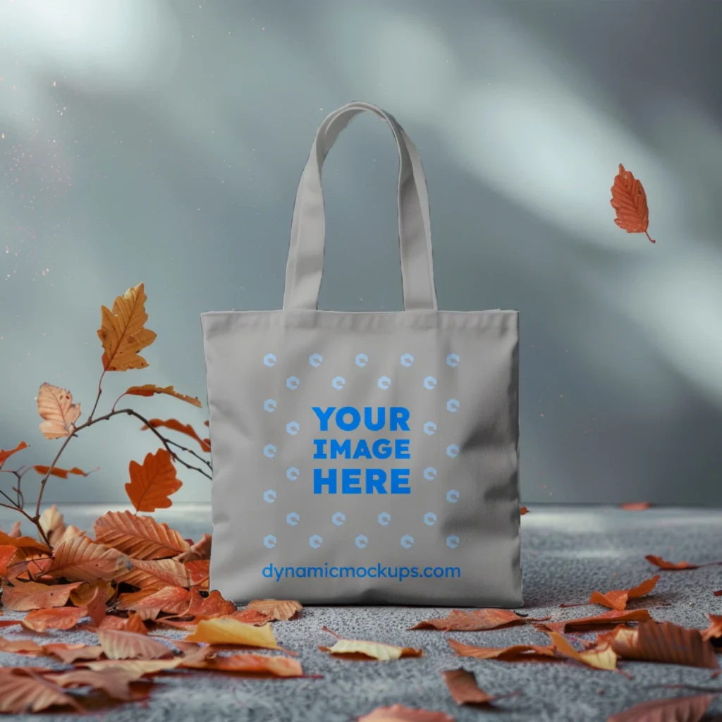 Light Gray Canvas Tote Bag Mockup Front View Template