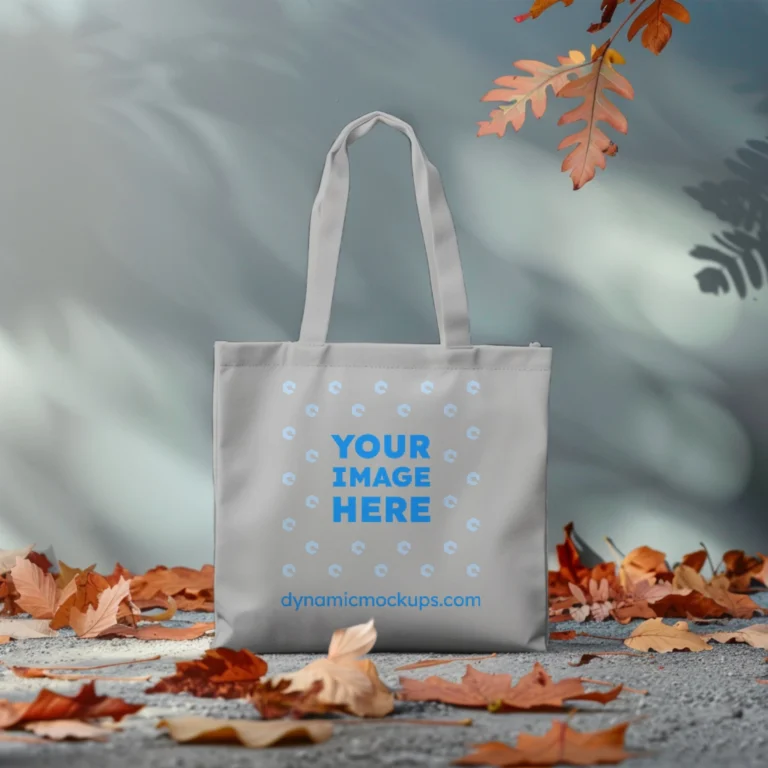 Light Gray Canvas Tote Bag Mockup Front View Template