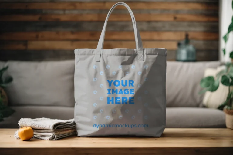 Light Gray Canvas Tote Bag Mockup Front View Template