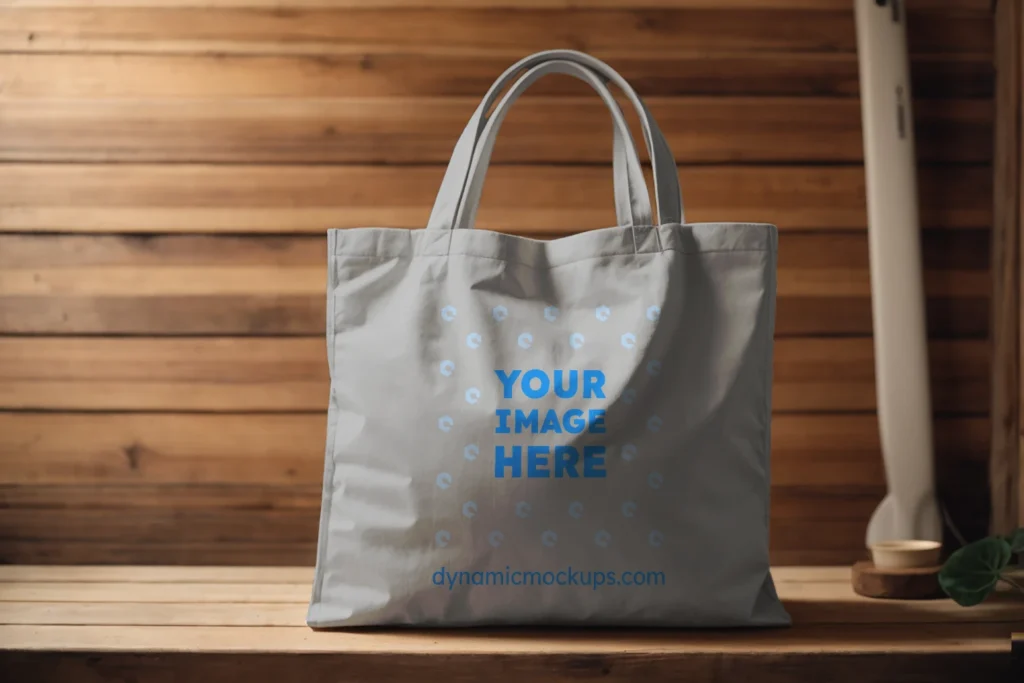 Light Gray Canvas Tote Bag Mockup Front View Template