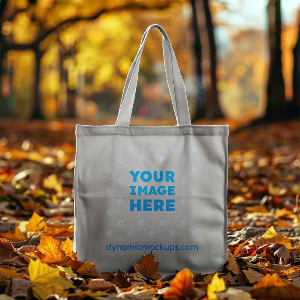 Light Gray Canvas Tote Bag Mockup Front View Template