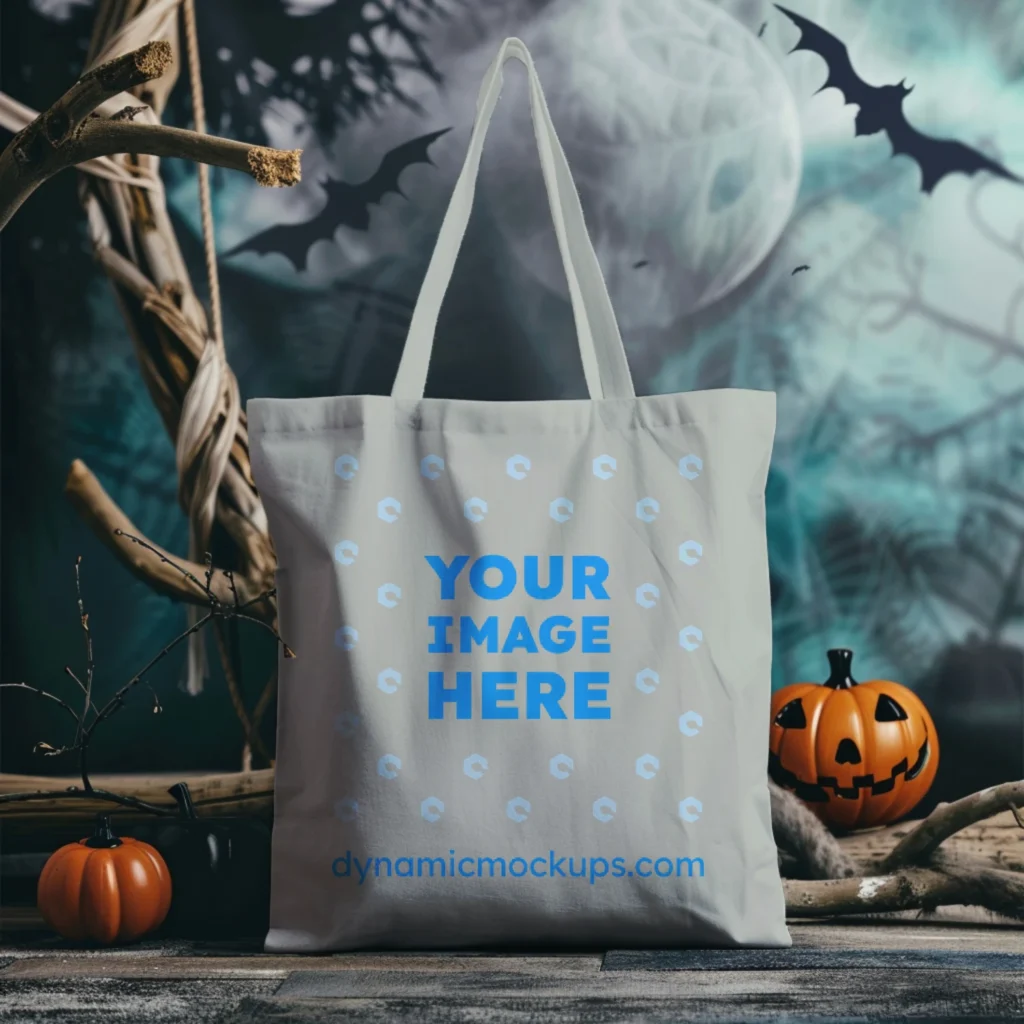 Light Gray Canvas Tote Bag Mockup Front View Template