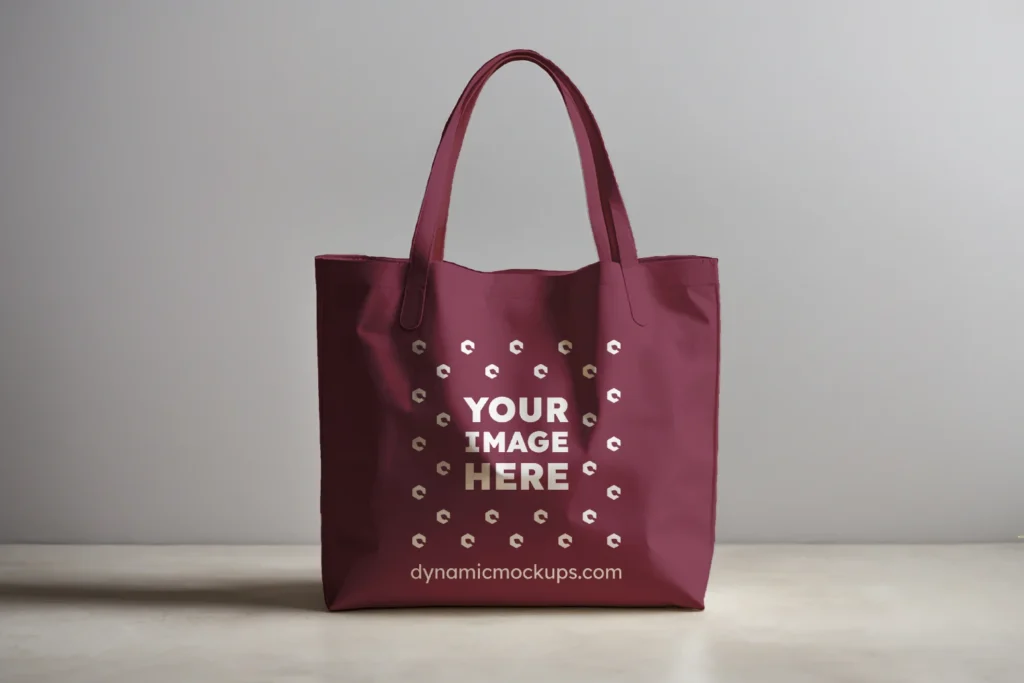 Maroon Canvas Tote Bag Mockup Front View Template