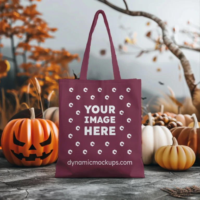 Maroon Canvas Tote Bag Mockup Front View Template